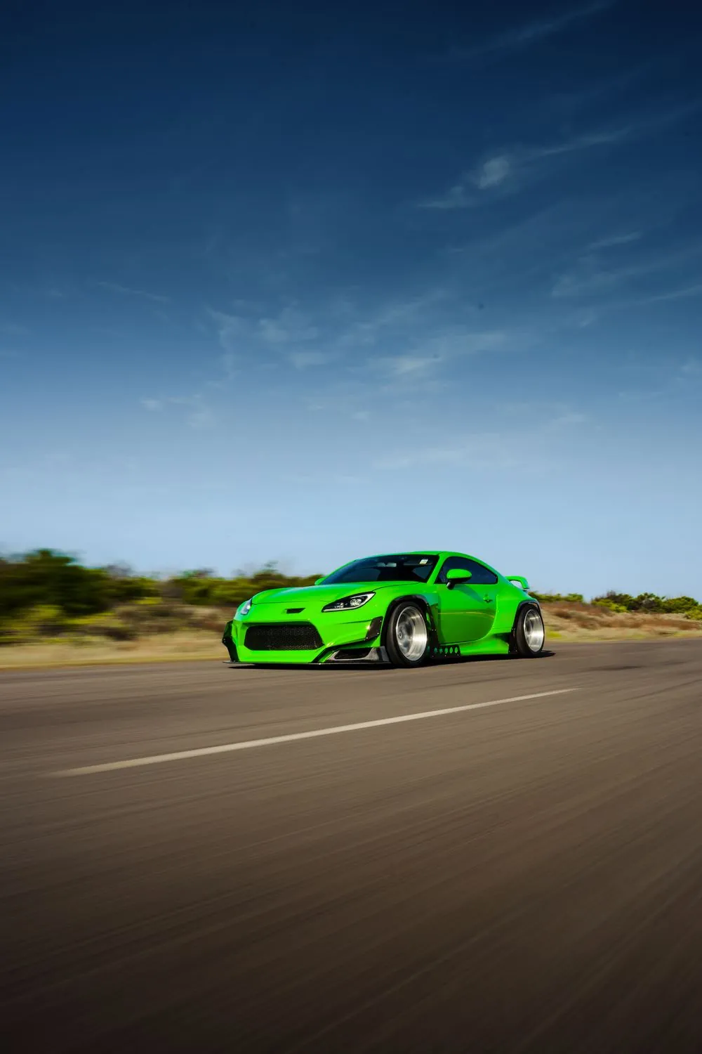 GR86 widebody on an open road