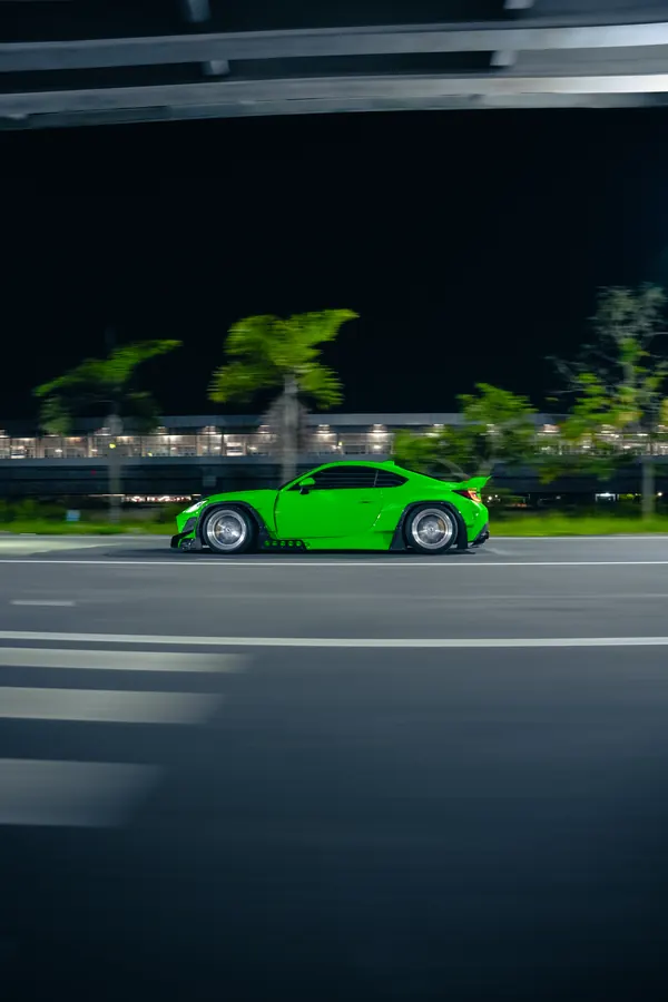 GR86 widebody on the move at night