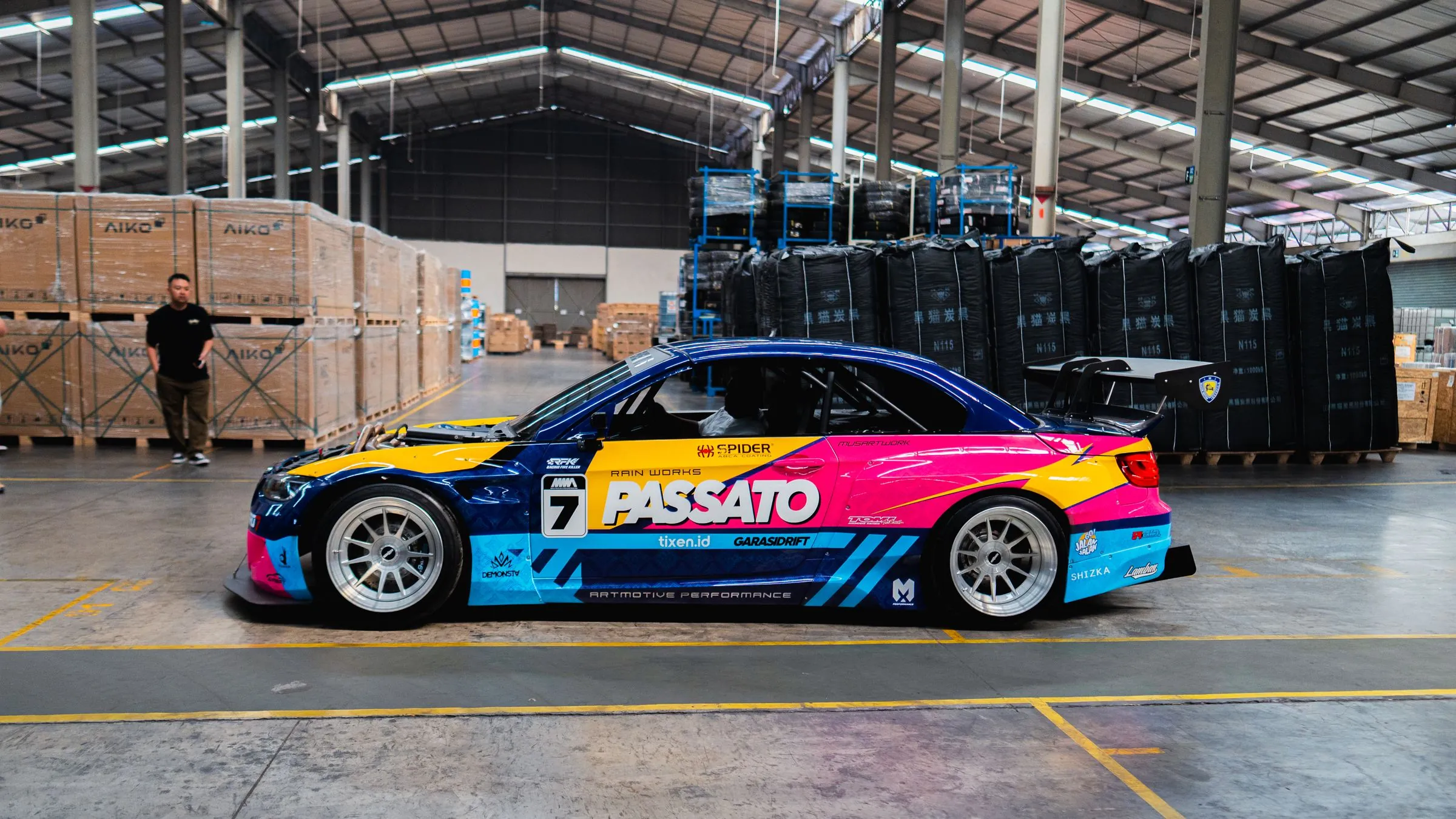 BMW Passato in the warehouse, before shipping to SEMA Show 2026