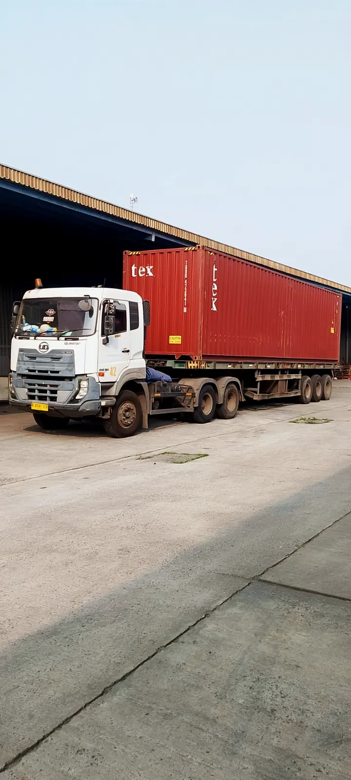 A container truck at the port warehouse
